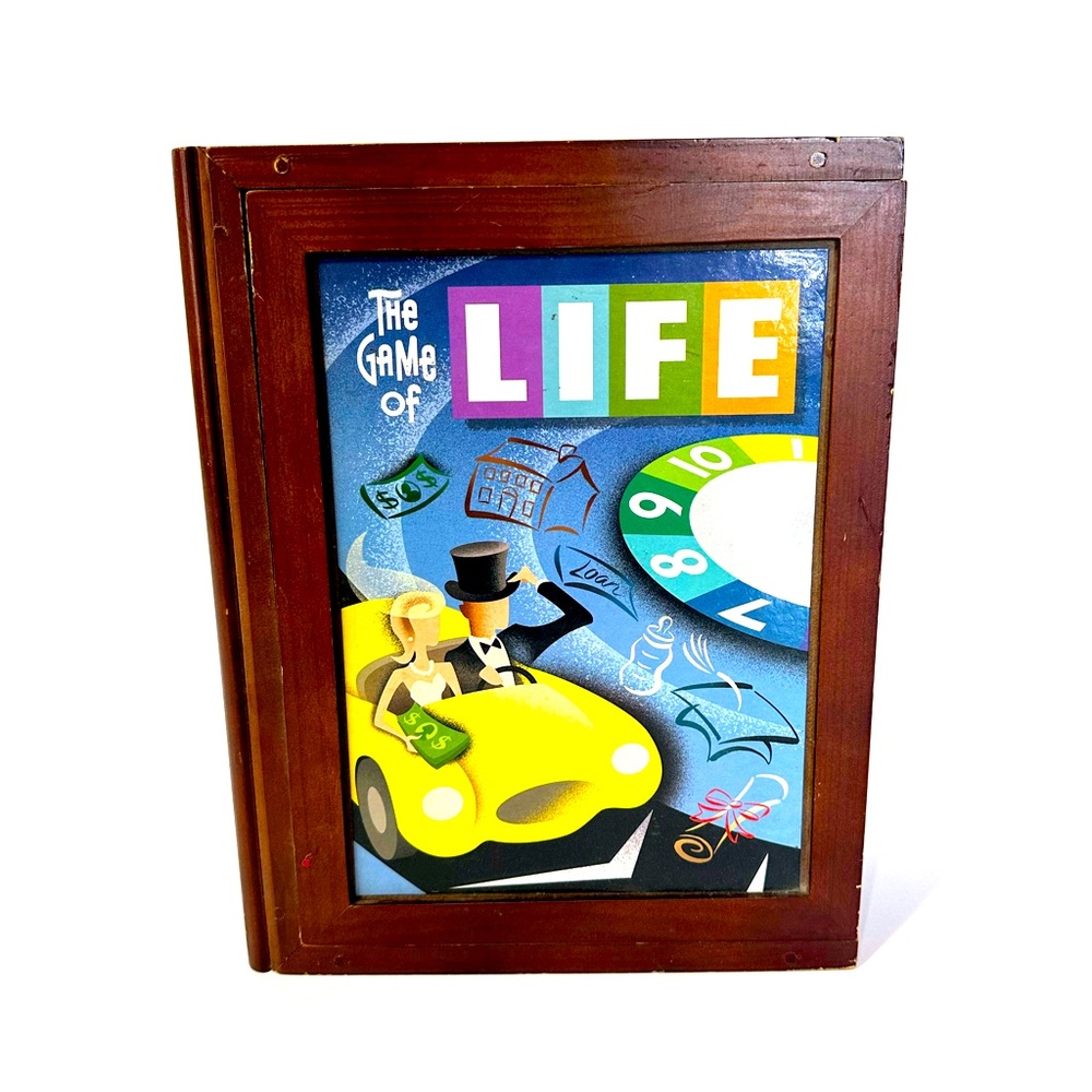 HasbroThe Game of LIFE Vintage Board Game Collection WoodBook Shelf Box Edition